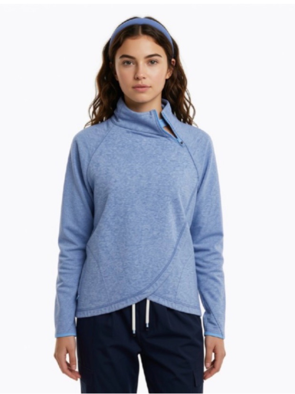 Athleta Light Blue / Dusty Blue Asymmetrical Pullover Sweatshirt Girls XL